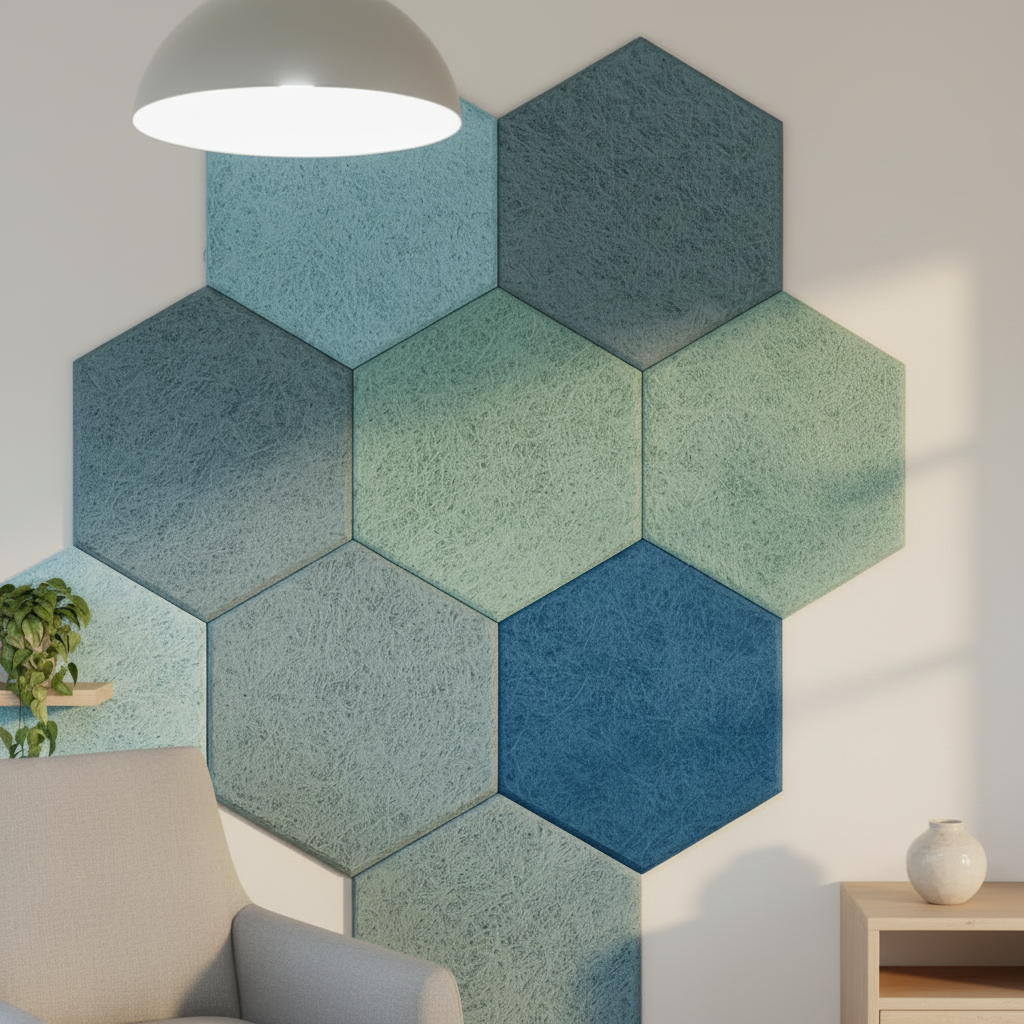 Hexagonal wood wool acoustic panels